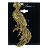 Bird Brooch-Pin With Crystal Accents  Gold-Tone Color #LQP1341