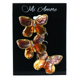 Butterly Brooch-Pin With Crystal Accents Orange & Brown Colored #LQP1343
