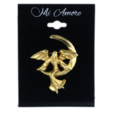 Angel Sitting on the Moon Brooch-Pin Gold-Tone Color  #LQP1345