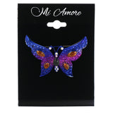 Butterfly Brooch-Pin With Crystal Accents Blue & Multi Colored #LQP1347
