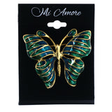 Butterfly Brooch-Pin Green & Gold-Tone Colored #LQP1349