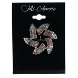 Blue & Pink Colored Metal Brooch-Pin With Crystal Accents #LQP1351