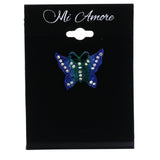 Butterfly Brooch-Pin With Crystal Accents Blue & Green Colored #LQP1353