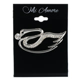 Swan Bird Brooch-Pin  With Crystal Accents Silver-Tone Color #LQP1356