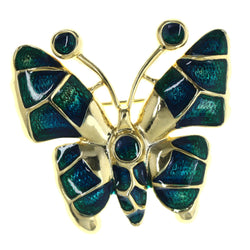Butterfly Brooch-Pin Green & Gold-Tone Colored #LQP1364
