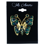 Butterfly Brooch-Pin Green & Gold-Tone Colored #LQP1364