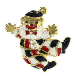 Happy Clown Brooch-Pin Colorful & Gold-Tone Colored #LQP1365