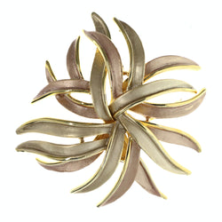 Gold-Tone & Peach Colored Metal Brooch-Pin #LQP1366
