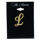 Initial  L  Brooch-Pin  With Crystal Accents Gold-Tone Color #LQP1369