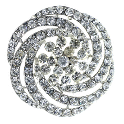 Silver-Tone Metal Brooch-Pin With Crystal Accents #LQP1375