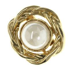 Gold-Tone & White Colored Metal Brooch-Pin With Bead Accents #LQP1386