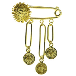 Safety Pin Brooch Pin With Drop Accents  Gold-Tone Color #LQP138