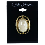 Gold-Tone & White Colored Metal Brooch-Pin With Bead Accents #LQP1390