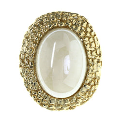 Gold-Tone & White Colored Metal Brooch-Pin With Bead Accents #LQP1393