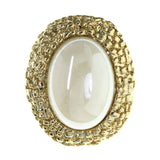 Gold-Tone & White Colored Metal Brooch-Pin With Bead Accents #LQP1393