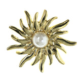 Sun Brooch-Pin With Bead Accents Gold-Tone & White Colored #LQP1394