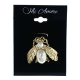 Bug Brooch-Pin With Bead Accents Gold-Tone & White Colored #LQP1395
