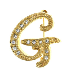 Initial  G  Brooch-Pin  With Crystal Accents Gold-Tone Color #LQP1402