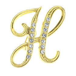 Initial  H Brooch-Pin  With Crystal Accents Gold-Tone Color #LQP1403