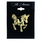 Horse Brooch-Pin With Crystal Accents Gold-Tone & Red Colored #LQP1404