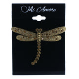 Dragonfly Brooch-Pin With Crystal Accents Gold-Tone & Brown Colored #LQP1410