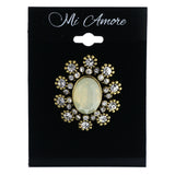 Yellow & Gold-Tone Colored Metal Brooch-Pin With Crystal Accents #LQP1413