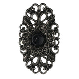 Silver-Tone & Black Colored Metal Brooch-Pin With Bead Accents #LQP1414