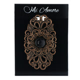 Brass-Tone & Black Colored Metal Brooch-Pin With Bead Accents #LQP1415