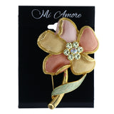 Flower Brooch-Pin With Crystal Accents Colorful & Gold-Tone Colored #LQP1419