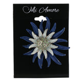 Flower AB Finish Brooch-Pin With Crystal Accents Blue & Silver-Tone Colored #LQP1426