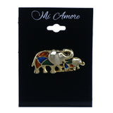 Elephant Brooch-Pin Gold-Tone & Multi Colored #LQP1428