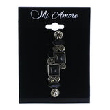 Silver-Tone & Black Colored Metal Brooch-Pin With Crystal Accents #LQP1430
