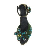 Antiqued Shoe Brooch-Pin With Crystal Accents Green & Gold-Tone Colored #LQP1432