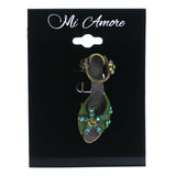 Antiqued Shoe Brooch-Pin With Crystal Accents Green & Gold-Tone Colored #LQP1432