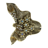Flower Leaf AB Finish Brooch-Pin With Crystal Accents Gold-Tone Color #LQP1434