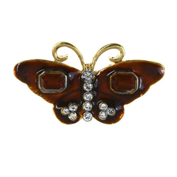 Butterfly Brooch-Pin With Crystal Accents Brown & Gold-Tone Colored #LQP1435
