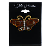 Butterfly Brooch-Pin With Crystal Accents Brown & Gold-Tone Colored #LQP1435