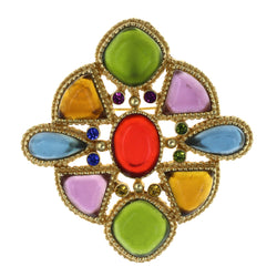 Pendant Converter Brooch-Pin With Bead Accents Colorful & Gold-Tone Colored #LQP1436