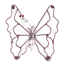 Butterfly Brooch-Pin With Bead Accents Pink & White Colored #LQP1437