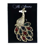 Peacock Brooch-Pin Gold-Tone & Multi Colored #LQP1443