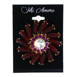 Flower AB Finish Brooch-Pin With Crystal Accents Red & Gold-Tone Colored #LQP1444