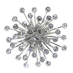 Silver-Tone Metal Brooch-Pin With Crystal Accents #LQP1448
