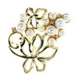 Flower Brooch-Pin With Bead Accents Gold-Tone & White Colored #LQP1452