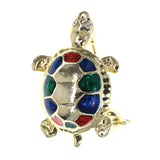Turtle Brooch-Pin Gold-Tone & Multi Colored #LQP1453