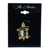 Turtle Brooch-Pin Gold-Tone & Multi Colored #LQP1453