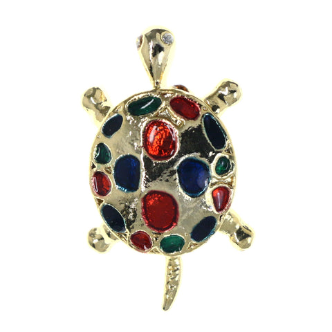 Turtle Brooch-Pin Colorful & Gold-Tone Colored #LQP1461