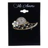 Sun Hat AB Finish Flower Brooch-Pin With Crystal Accents Gold-Tone Color #LQP1464