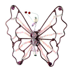 Butterfly Brooch-Pin With Bead Accents  Pink Color #LQP1466