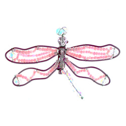 Dragonfly Brooch-Pin With Bead Accents  Pink Color #LQP1467