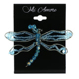 Dragonfly Brooch-Pin With Bead Accents Blue & Silver-Tone Colored #LQP1468